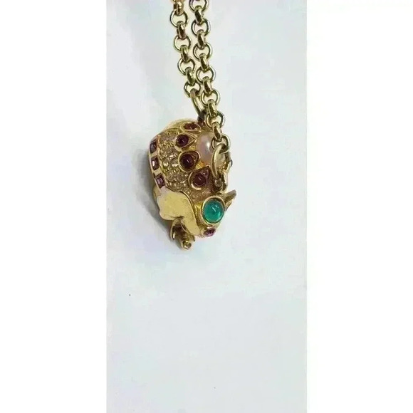 Vintage Joan Rivers Swarovski Crystal Elephant Gold Electroplate Necklace 1990s - Picture 9 of 16